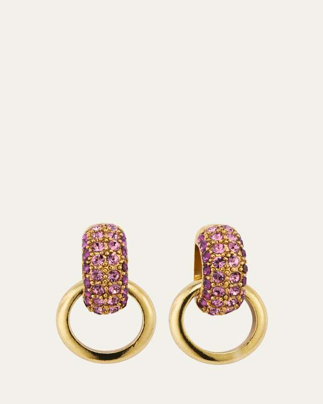 Pave Bull Horn Single Link Earrings